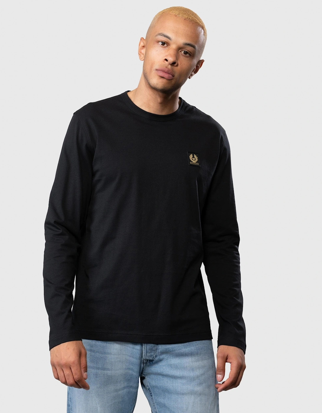Belstaff Men's Black Long Sleeved Logo Patch T-Shirt - Size: 44