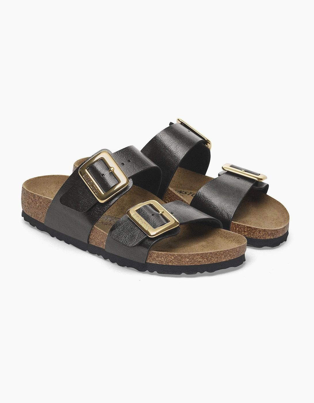Women's Birkenstock Sydney Cushion Big Buckle Womens Birko-Flor Patent Sandals - Graceful Licorice - Black - Size: 5/C