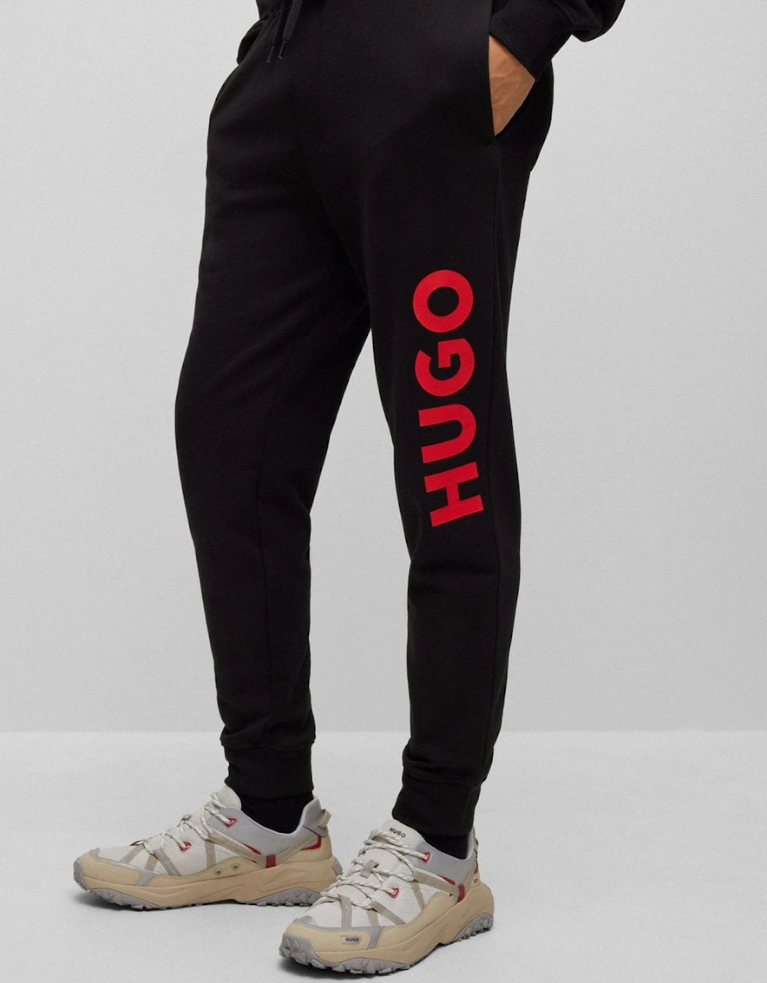 Men's HUGO Dutschi Mens Cuffed Hem Joggers - Black 001 - Size: 37/36/32