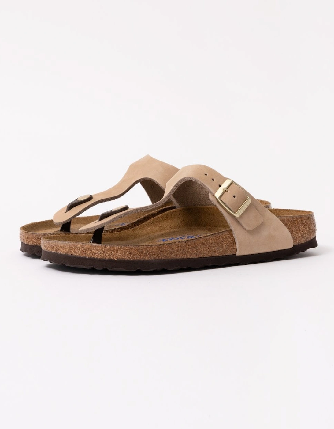 Birkenstock Women's Birkenstock Gizeh Soft Footbed Womens Nubuck Leather Sandals - Sandcastle - Brown