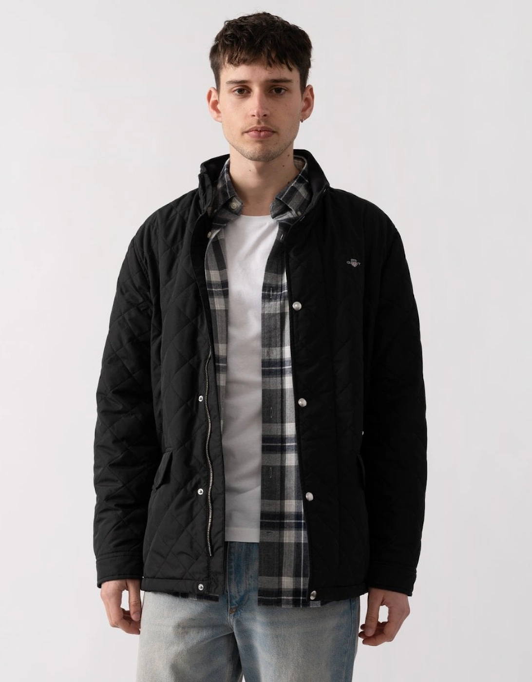 Gant Men's Black Quilted Windcheater Mid Jacket - 5 - Size: 38/Regular