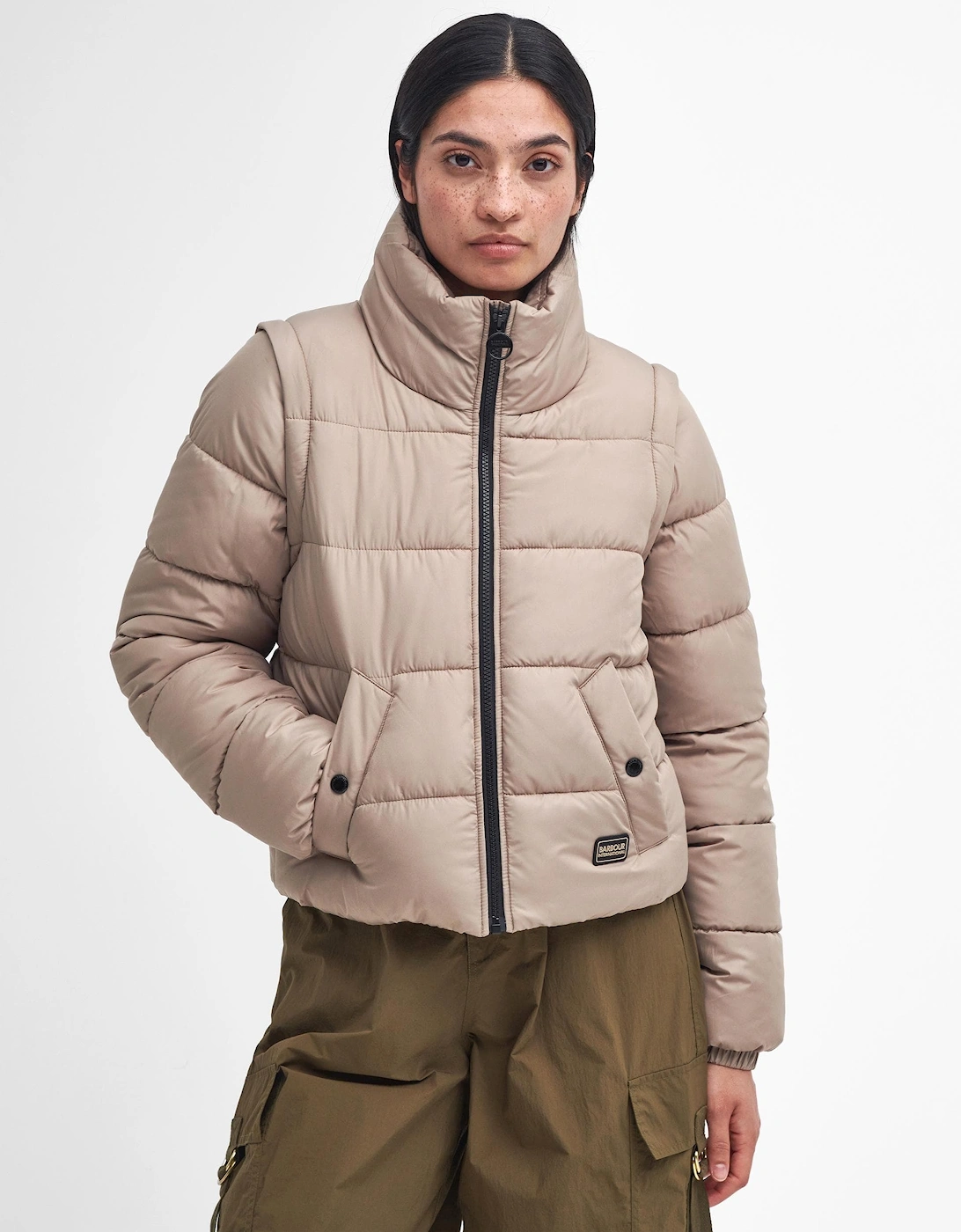 Women's Barbour International Webber Womens Puffer Jacket - Light Trench - Tan - Size: 10