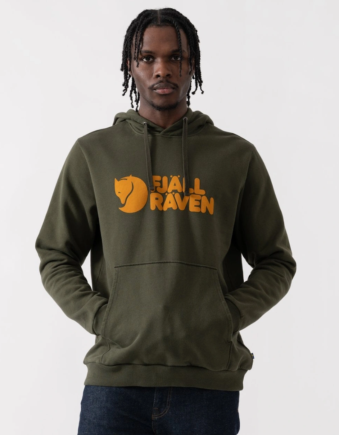 Men's Fjallraven Logo Mens Hoodie - Deep Forest 662 - Tan - Size: 42