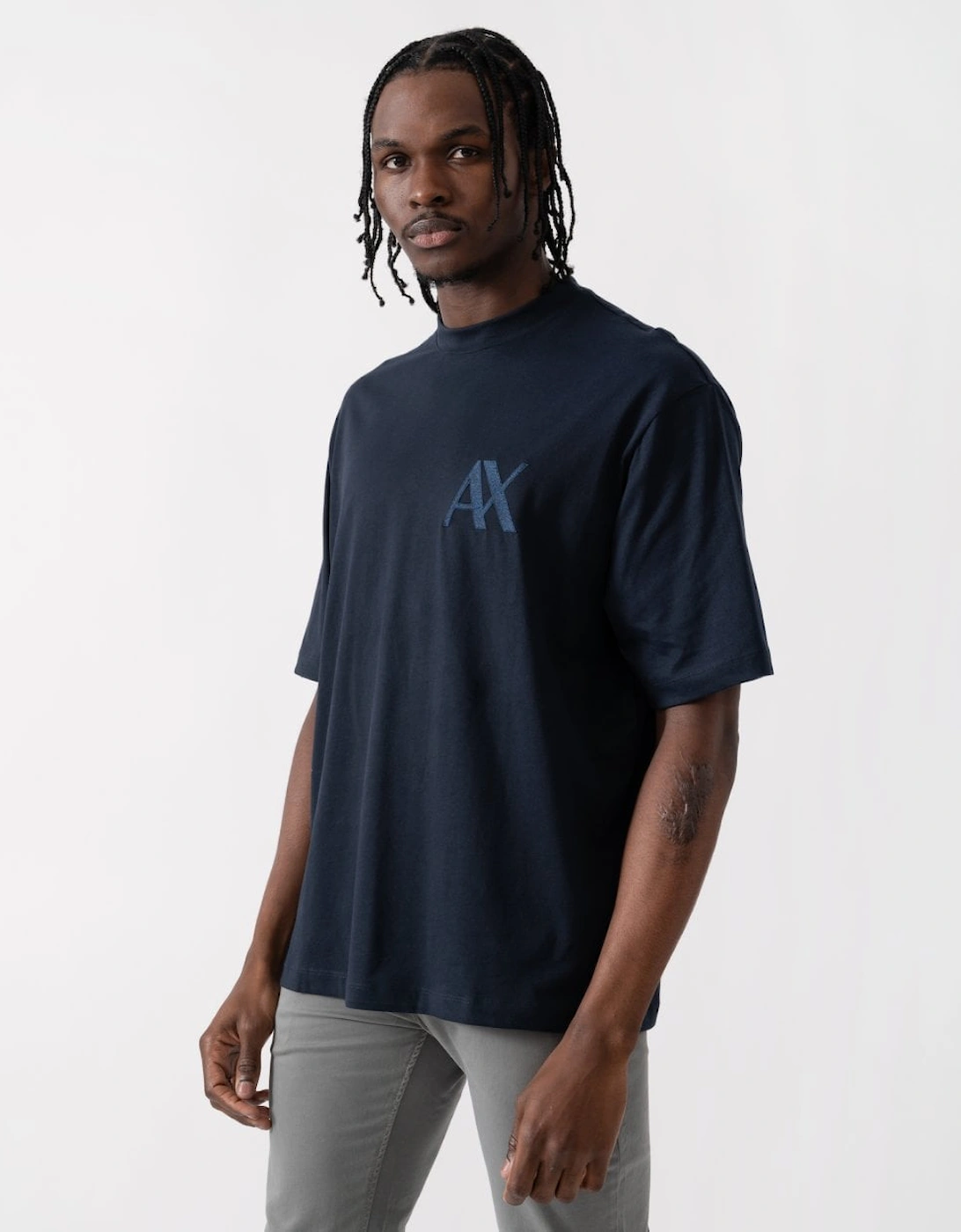 Armani Exchange Men's Navy Monogram Logo T-Shirt  38/Regular M