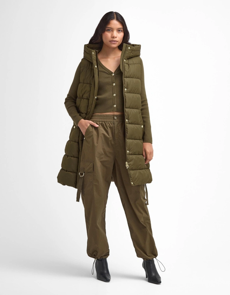 Greyson Womens Long Puffer Gilet - Empire Green