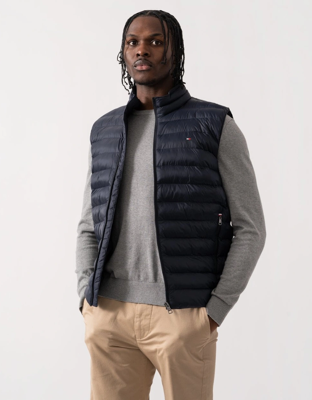 Tommy Hilfiger Men's Blue/Black Core Packable Recycled Gilet - Desert Sky - Size 40/Regular