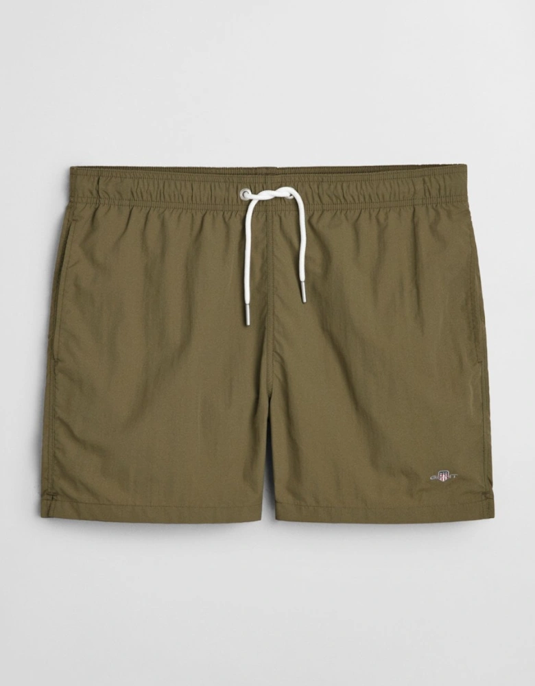 Mens Swim Shorts with Embroidered Shield Logo