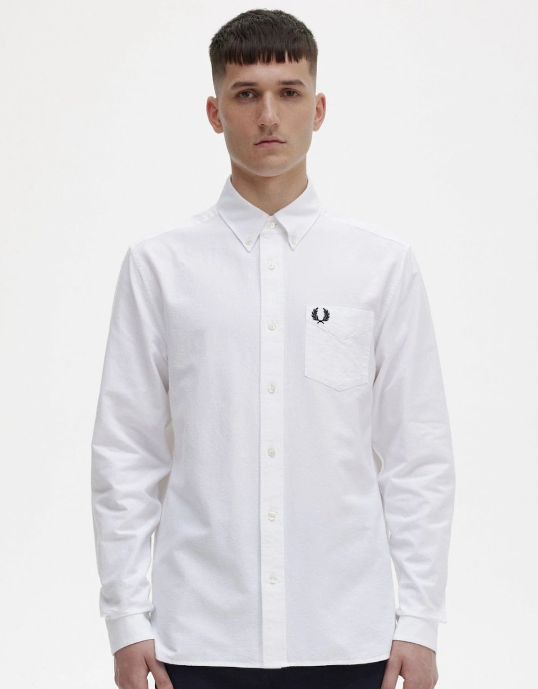 Fred Perry Men's Fred Perry Mens Long Sleeve Oxford Shirt - White 100