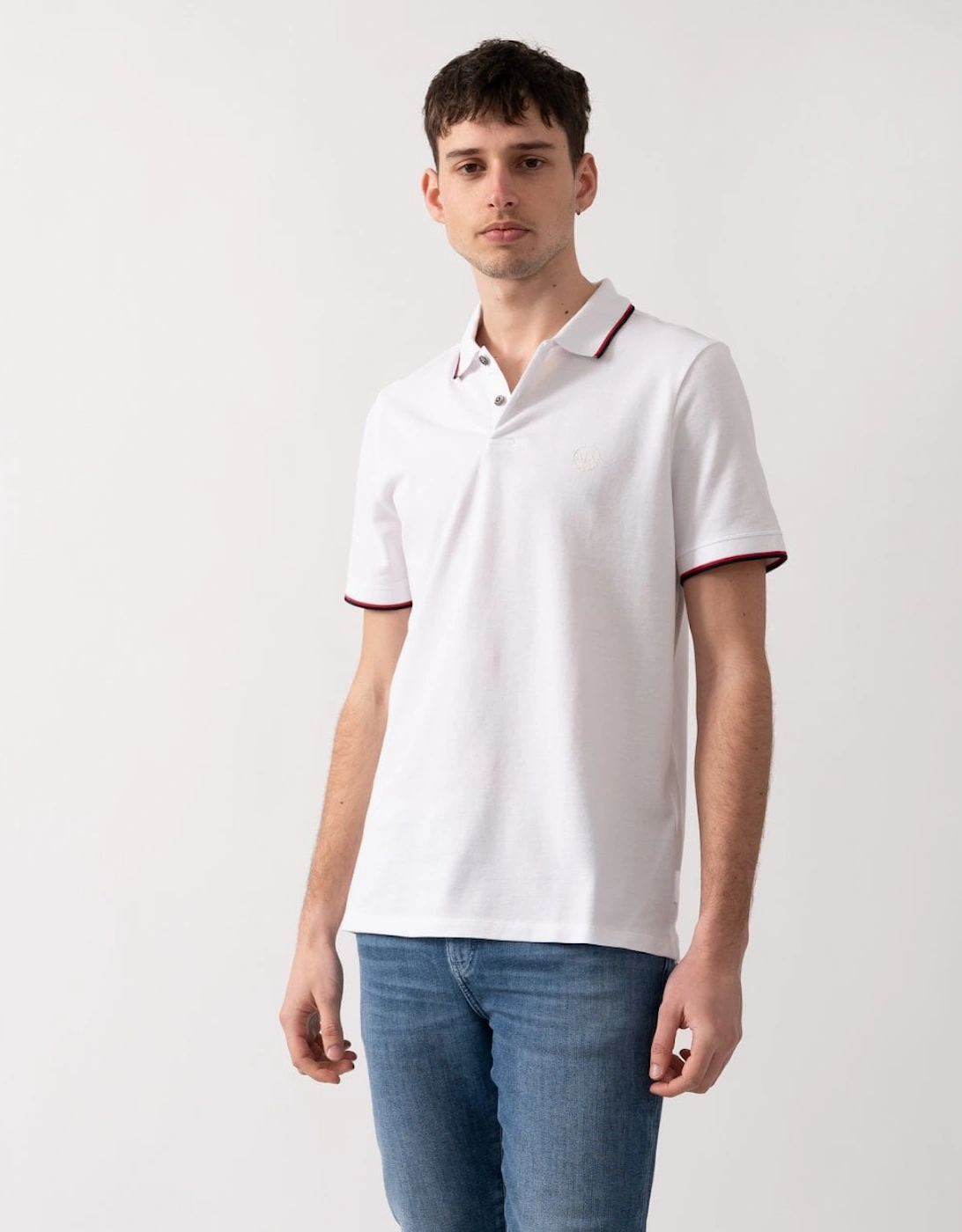 Armani Exchange Men's White Logo Pique Polo Shirt - : 38/Regular M