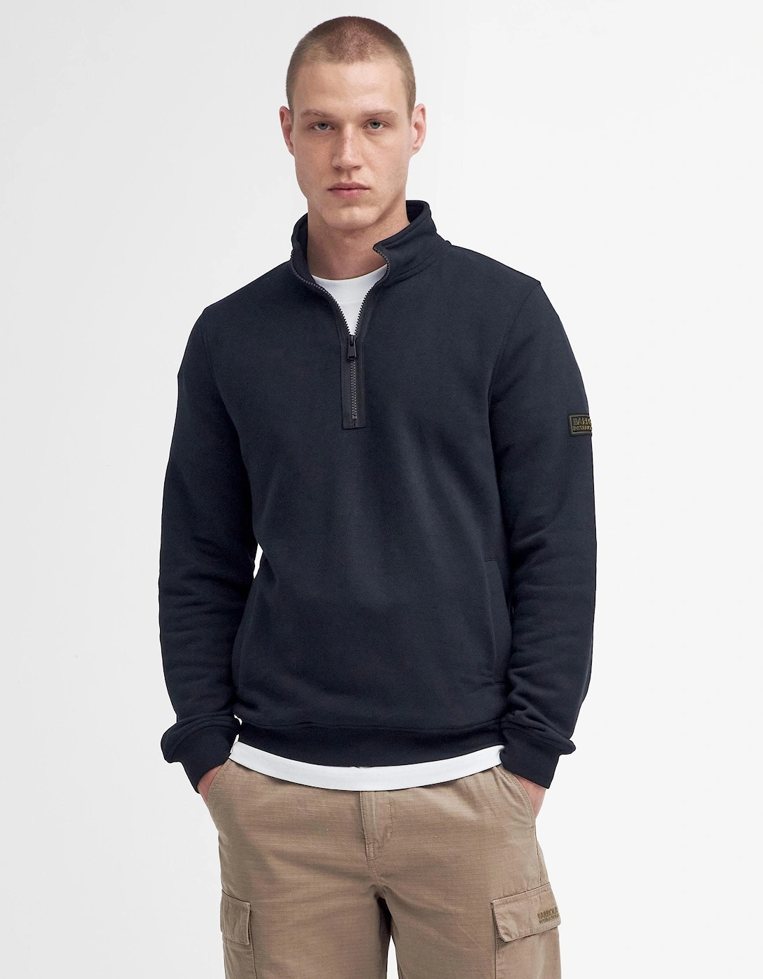 Men's Barbour International Outline Mens Funnel Neck Sweatshirt - Black - Size: L