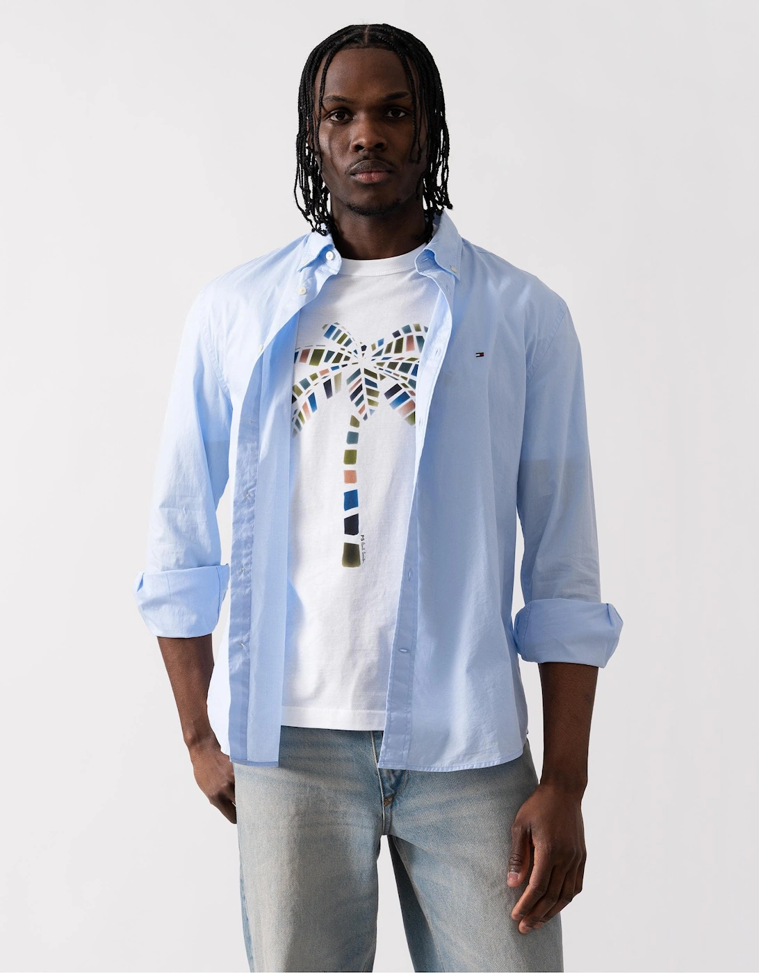 Core Flex Poplin Mens Long Sleeve Shirt - Sweet Blue, 6 of 5