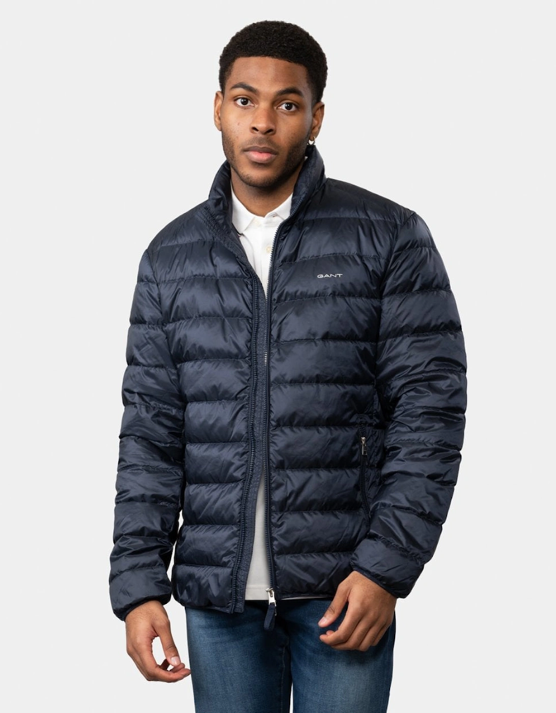 Men's GANT Light Mens Down Jacket - 433 Evening Blue - Navy - Size: 40/Regular
