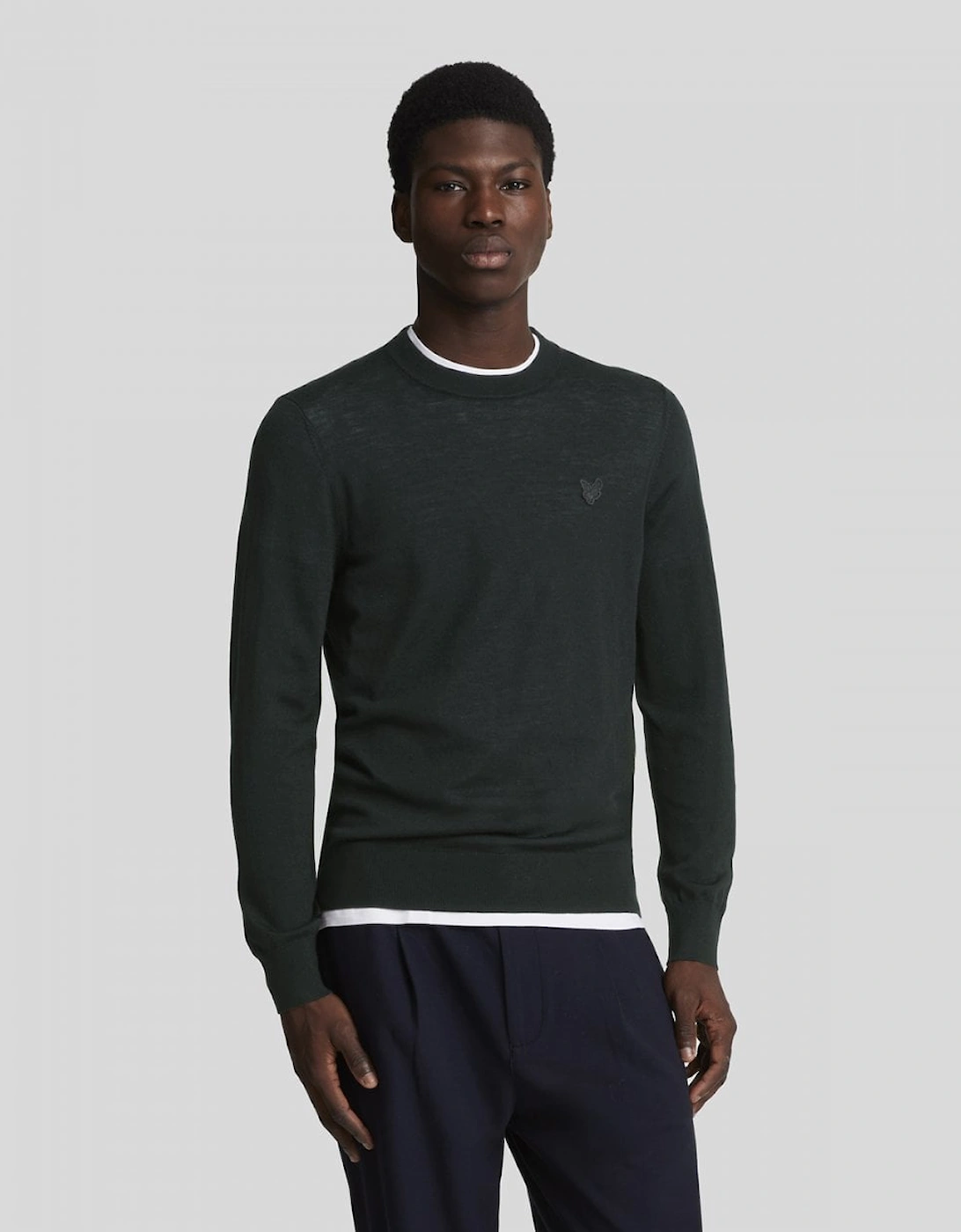 Lyle And Scott Men's Black Lyle & Scott Tonal Eagle Merino Crew Neck Jumper - : 42/Regular Xl