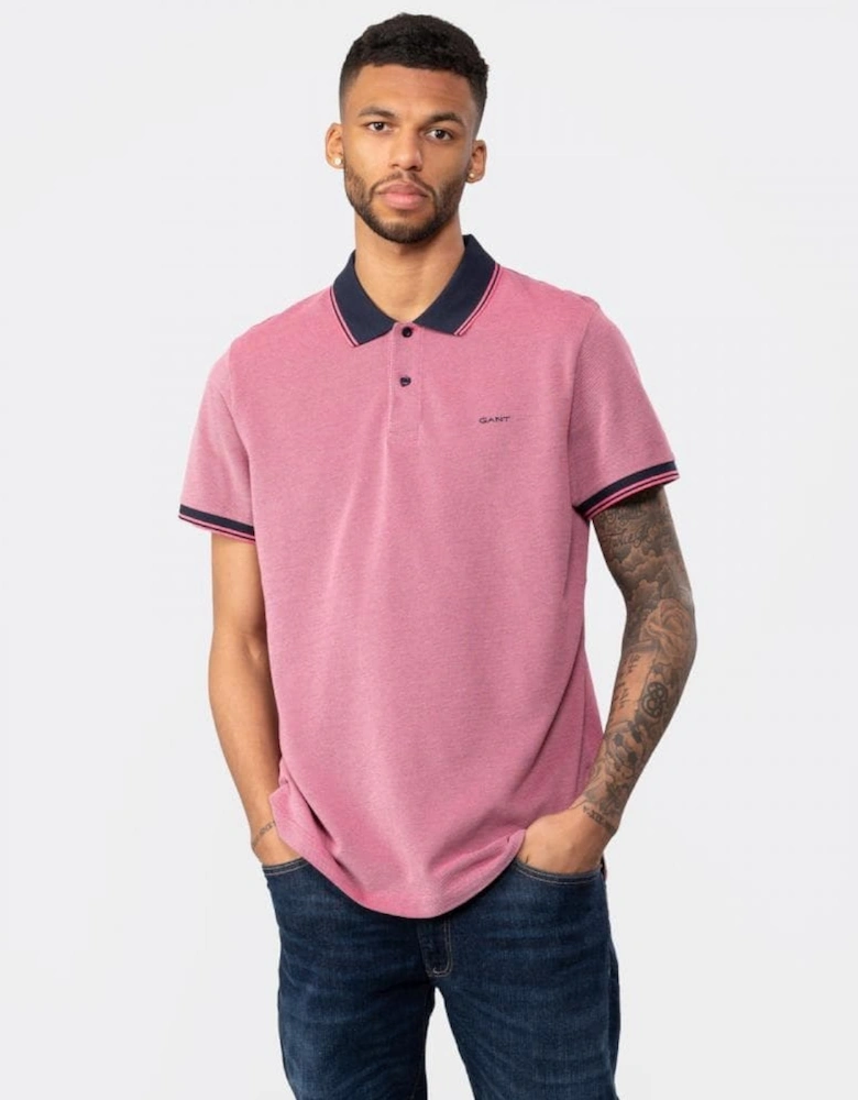 Mens 4-Col Oxford Short Sleeve Pique Polo