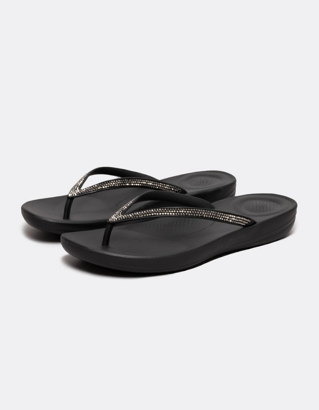 Women's FitFlop IQushion Sparkle Womens Flip-Flop - Black 001 - Size: 6