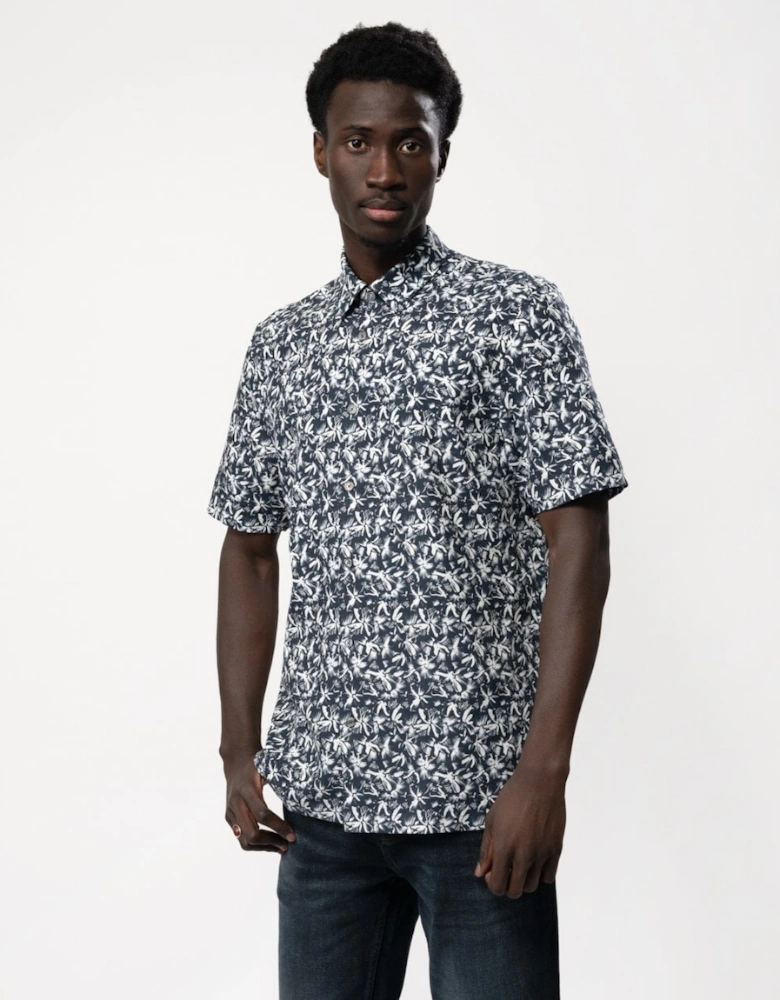 Tavaro Mens Short Sleeve Abstract Floral Print Shirt