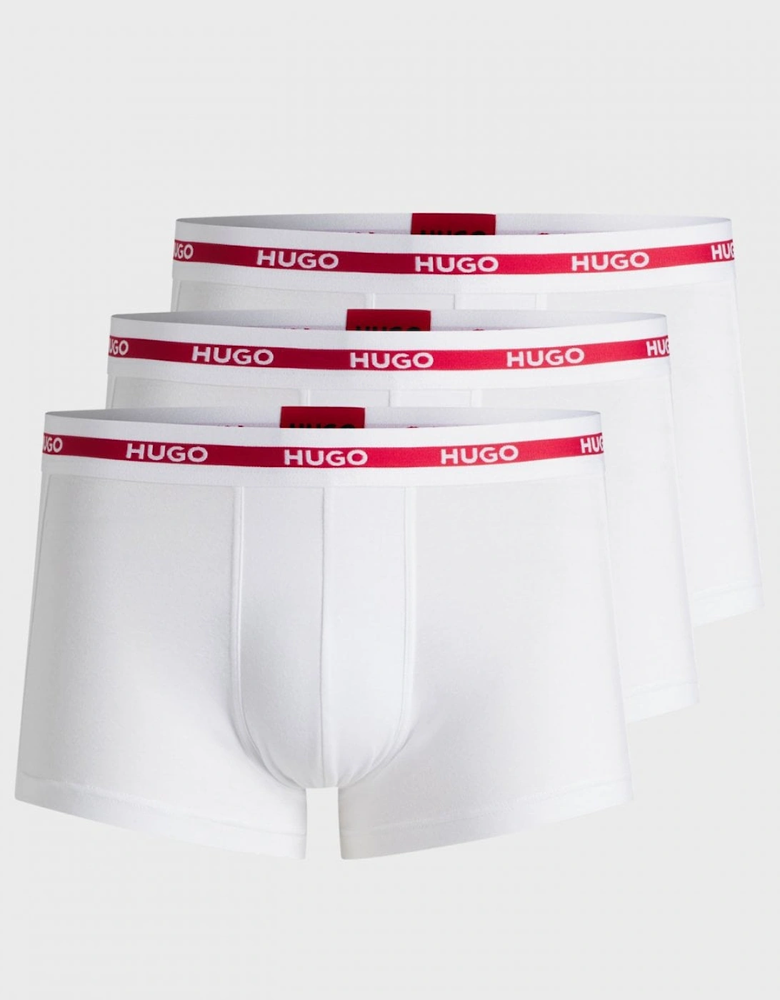 Boss Men's HUGO Planet 3-Pack Stretch-Cotton Logo Waistband Trunks - Open White 120