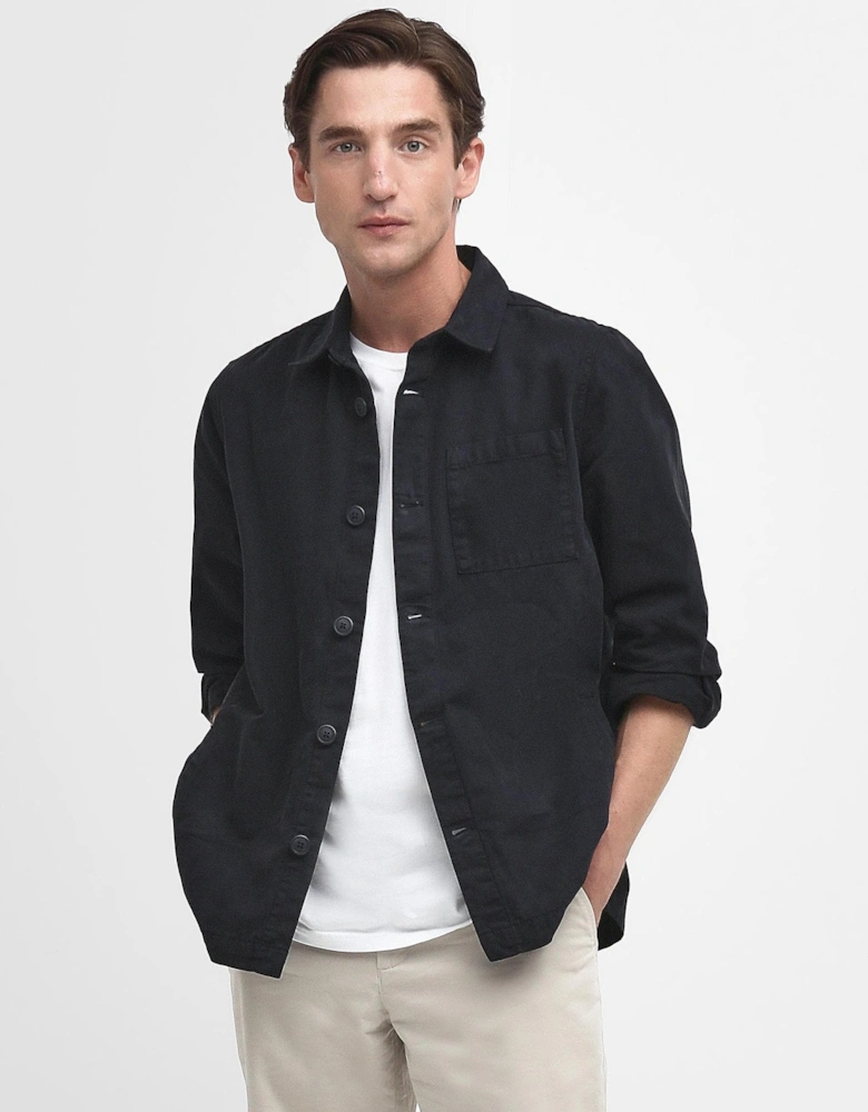 Washed Mens Overshirt - Navy