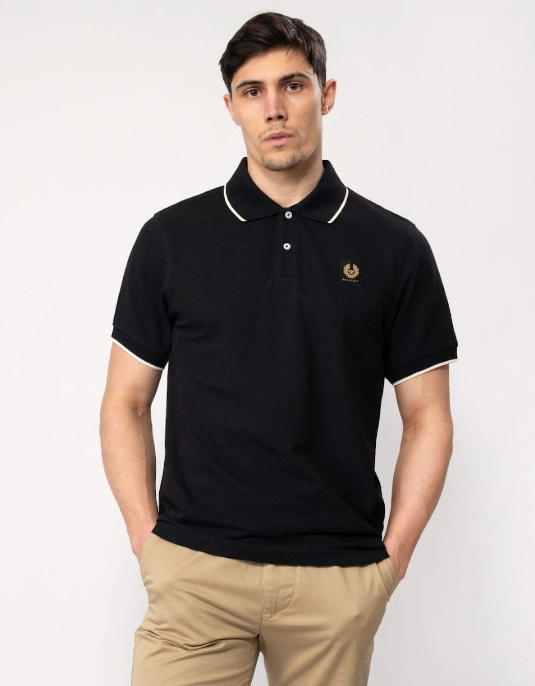 Men's Belstaff Mens Tipped Polo - Black - Size: 42