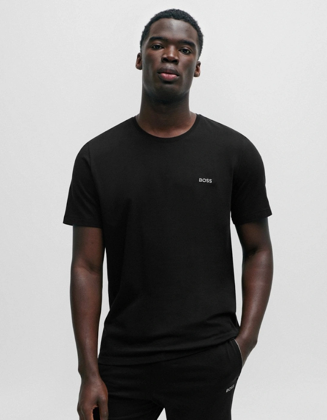 Hugo Boss Men's Black Boss Orange Mix & Match Stretch-Cotton Regular Fit T-Shirt With Logo Detail Nos - 001 - Size Regular/36