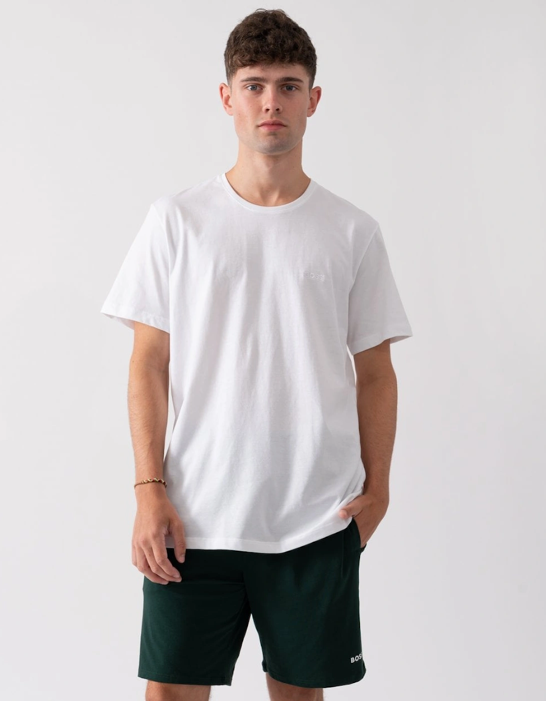 Men's BOSS Orange Mens 2 Pack Comfort Loungewear T-Shirts - White 100 - Size: 38