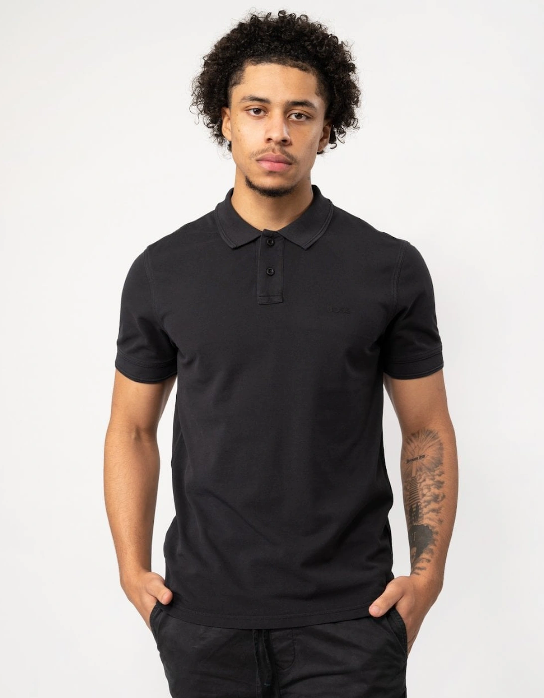 Boss Men's BOSS Orange Prime Mens Cotton-Piqué Polo Shirt with Logo Print - Black 001