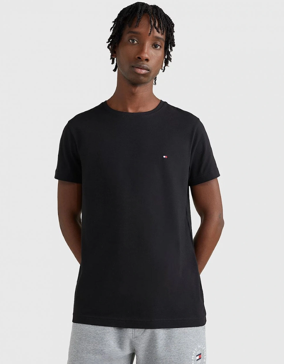 Tommy Hilfiger Men's Black Core Stretch Slim C-Neck T-Shirt - : Regular/36 S