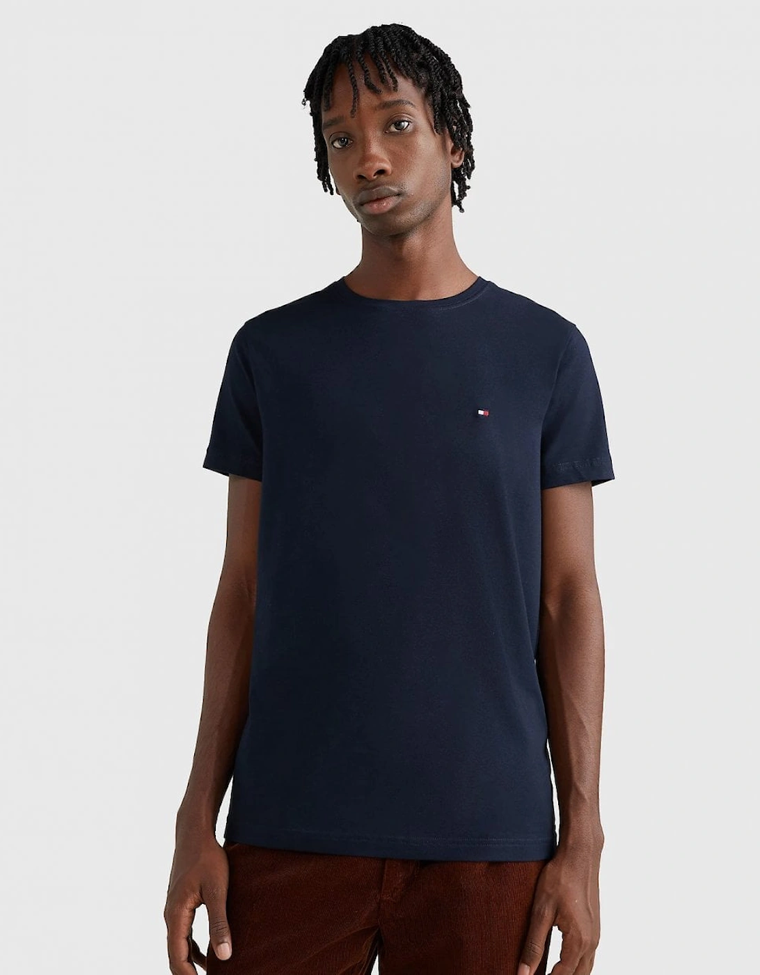 Men's Tommy Hilfiger Core Stretch Mens Slim C-Neck T-Shirt - Desert Sky - Blue/Black - Size: 42