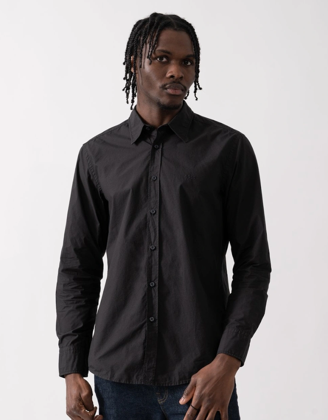 Boss Men's BOSS Orange Relegant 6 Mens Regular-Fit Shirt in Cotton Poplin with Kent Collar - Black 001