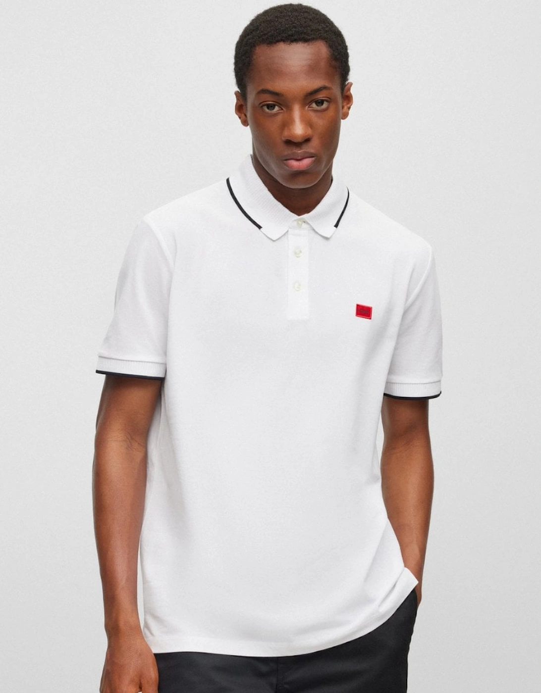 HUGO Deresino232 Mens Tipped Polo Shirt With Logo Label, 5 of 4