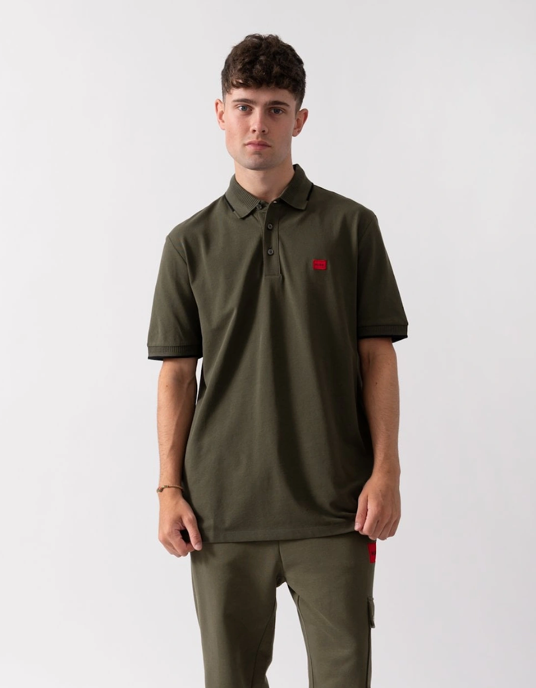 HUGO Deresino232 Mens Tipped Polo Shirt With Logo Label, 5 of 4