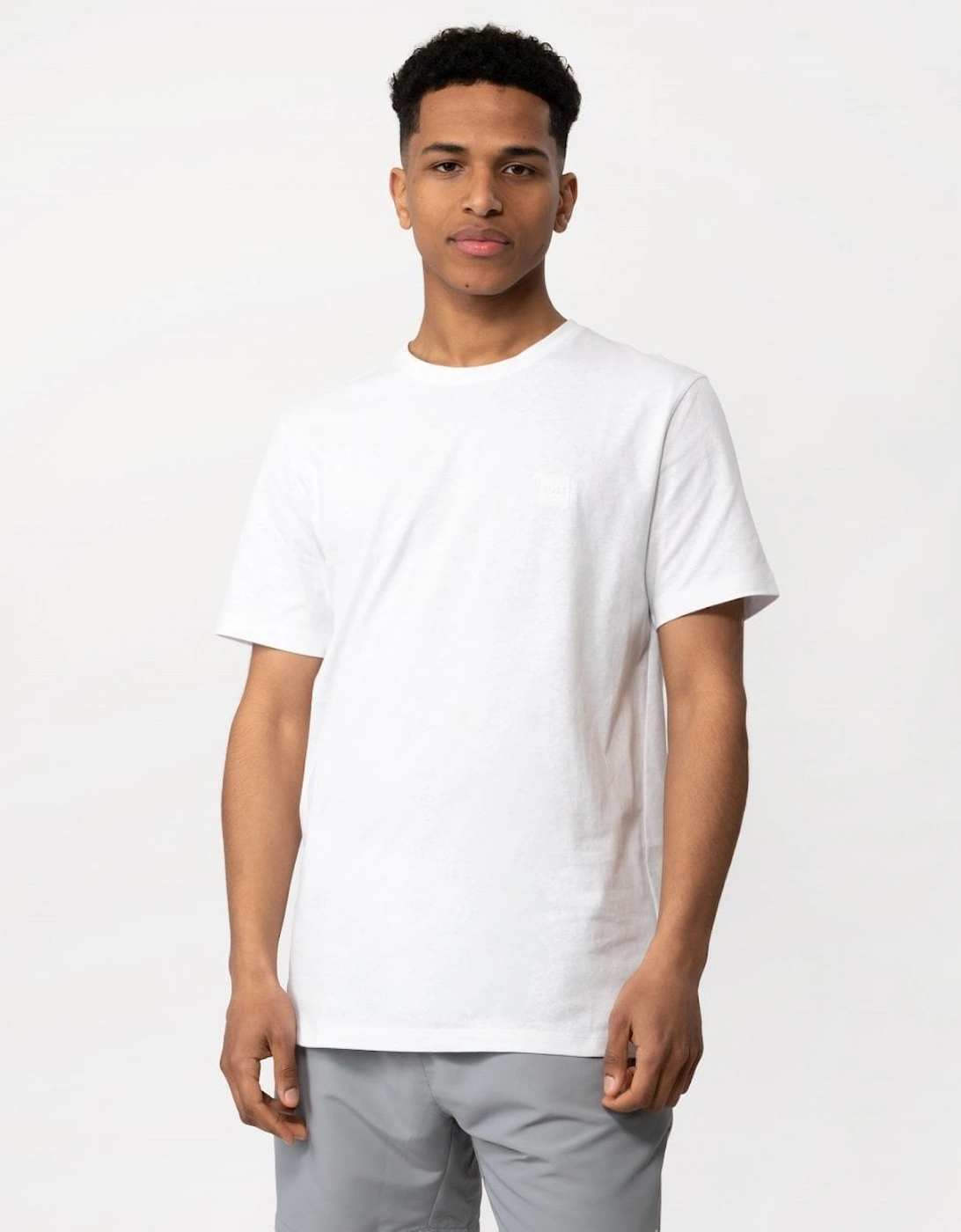 Hugo Boss Men's White Boss Orange Tales Cotton-Jersey T-Shirt With Logo Patch Nos - 100 - Size 38