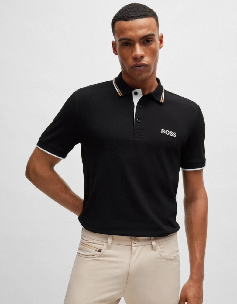 BOSS Green Paddy Pro Mens Cotton Blend Polo Shirt With Contrast Logos NOS