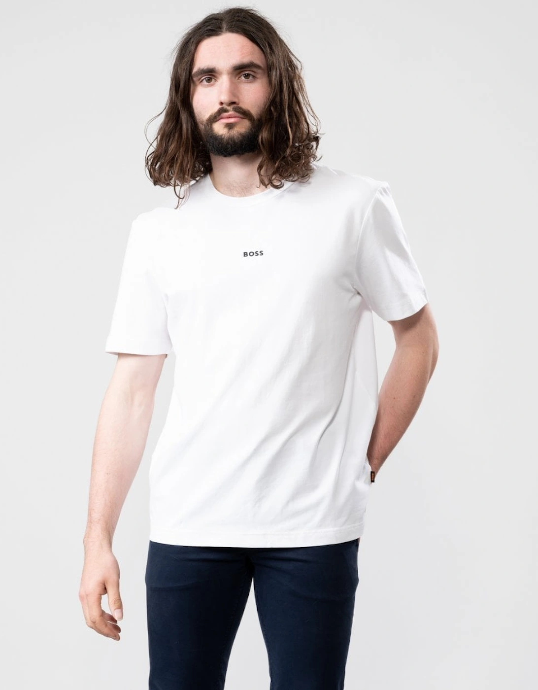 Hugo Boss Men's Boss Orange TChup Mens Crew Neck Small Logo T-Shirt Nos - White 100 - Size, 42