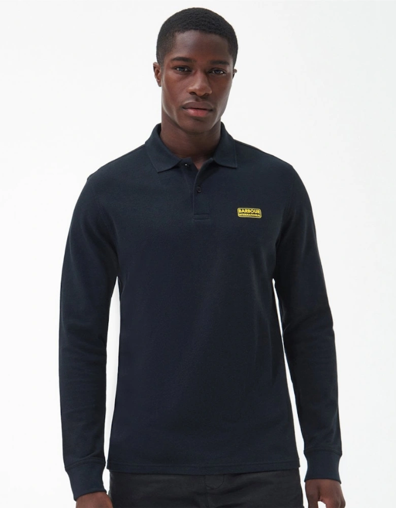 Essential Mens Long Sleeve Polo - Black/Yellow