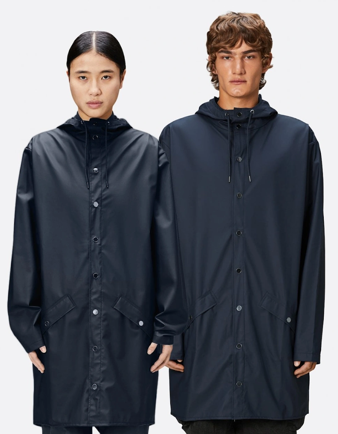 Rains Women's Navy Long Unisex Jacket - 47 - Size: 12