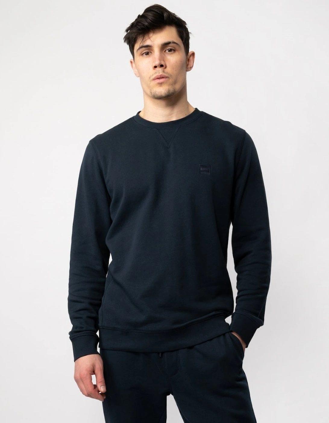 Boss Men's BOSS Orange Westart Mens Crew Neck Sweatshirt With Logo Patch NOS - Dark Blue 404 - Navy