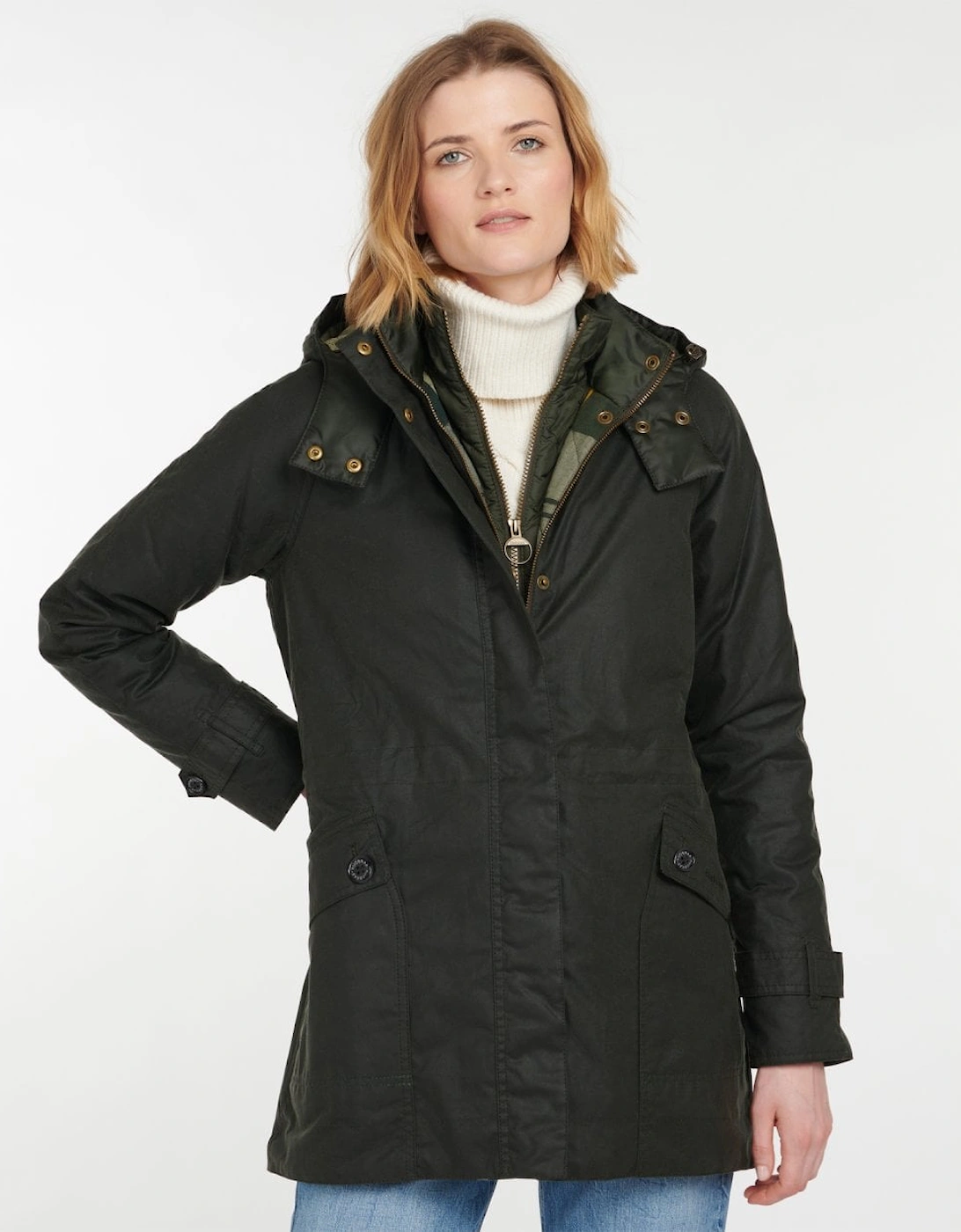 Women's Barbour Cannich Wax Womens Jacket - Sage/Ancient - Black - Size: 12