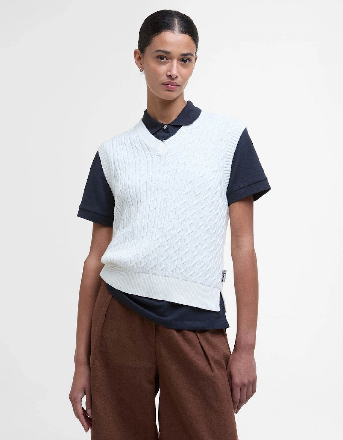 Women's Barbour Hartland Womens Knit Tank Top - Cloud - Grey - Size: 10