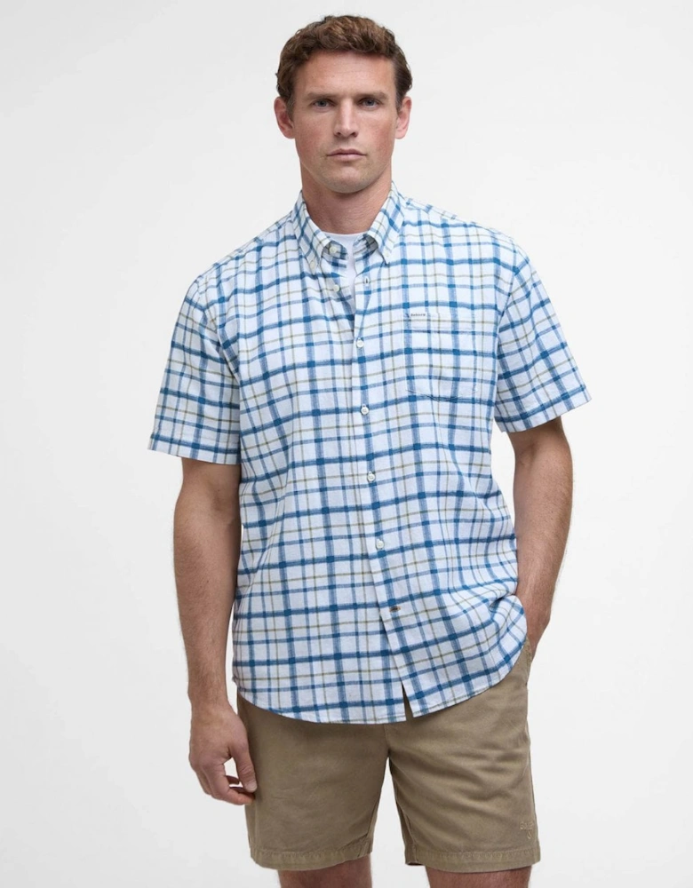 Glover Mens Short Sleeve Linen Blend Check Shirt
