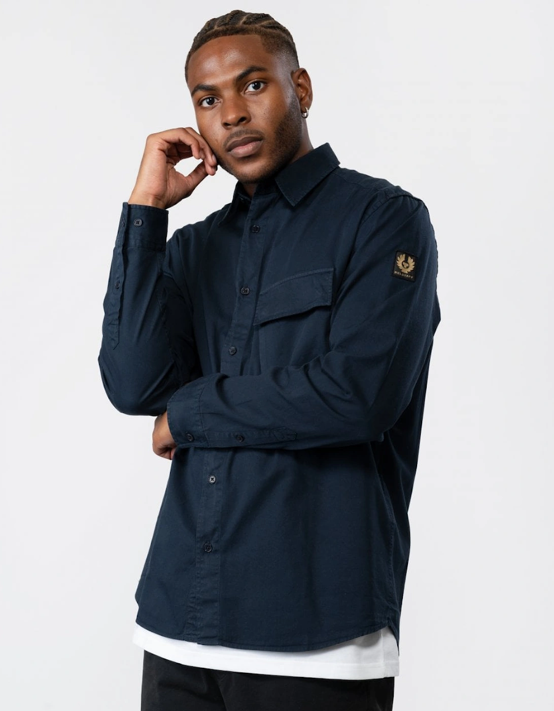 Belstaff Men's Navy Scale Shirt - Dark Ink  40/Regular L
