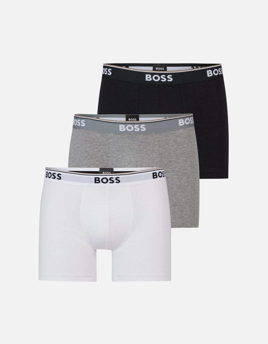 Hugo Boss Men's White Boss Orange Power Three Pack Stretch Cotton Boxer Briefs With Logos Nos - /Grey/Black 999  33/32/32 M