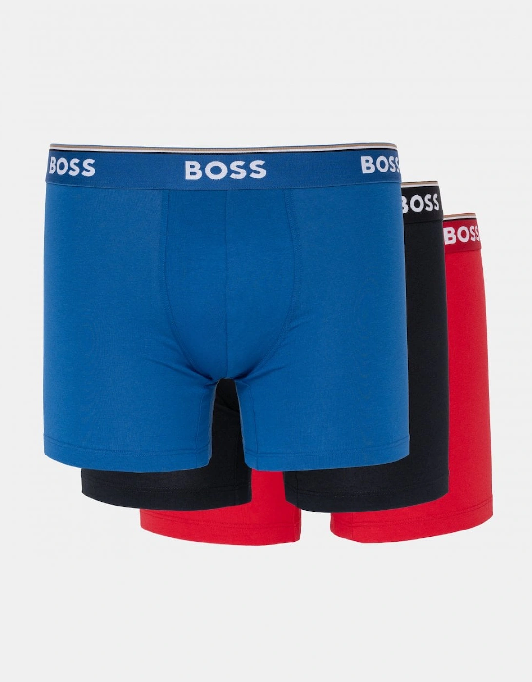Hugo Boss Men's Blue Boss Orange Power Three Pack Stretch Cotton Boxer Briefs With Logos Nos - : 35/34/32 L
