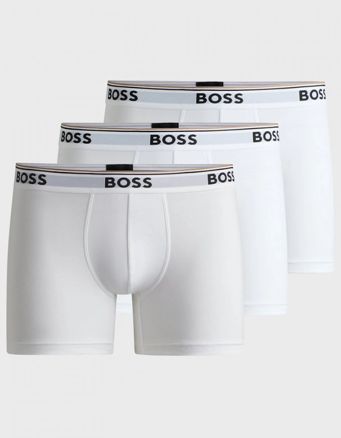 Hugo Boss Men's White Boss Orange Power Three Pack Stretch Cotton Boxer Briefs With Logos Nos - 100  37/36/32 Xl