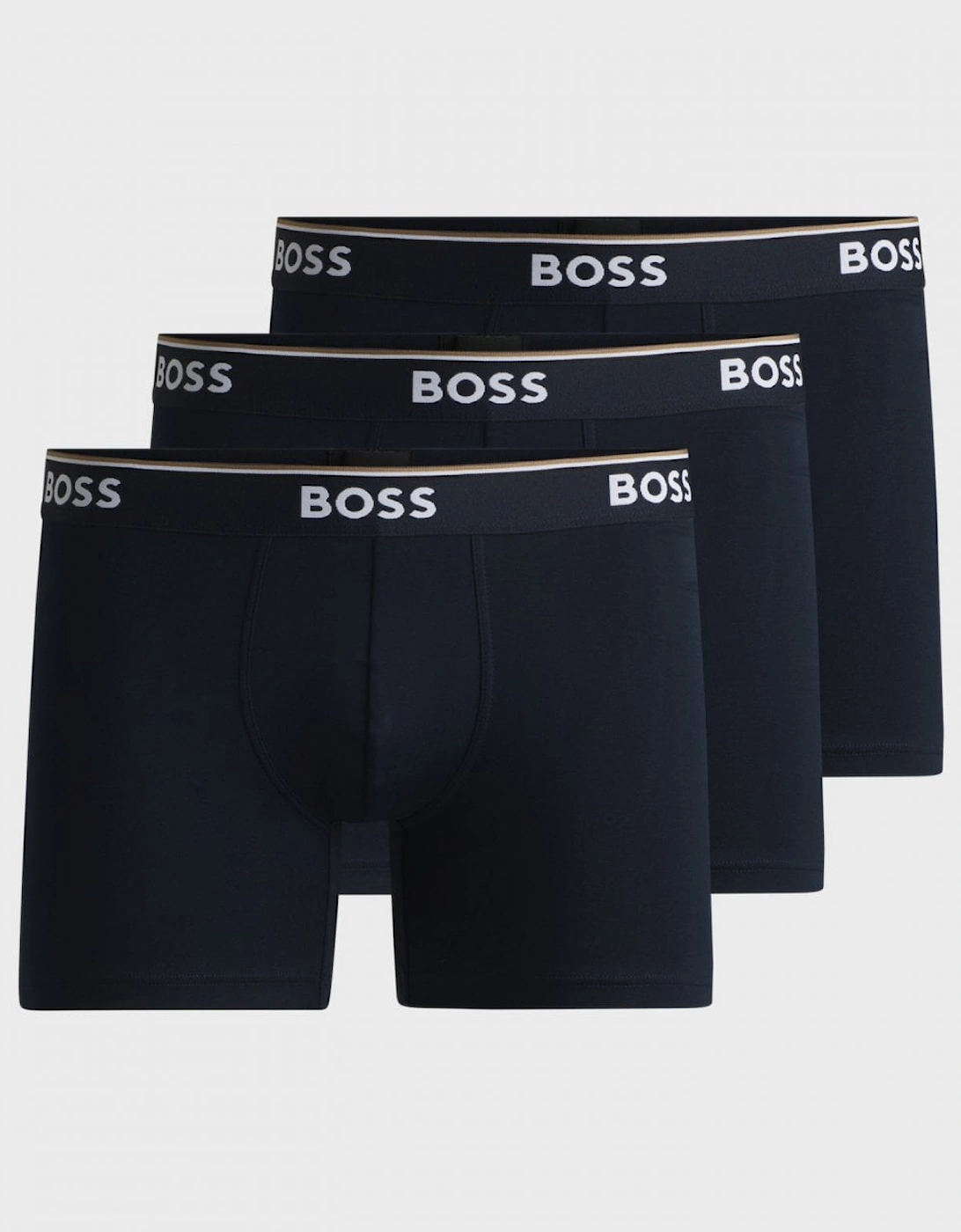 Hugo Boss Men's Boss Orange Power Three Pack Mens Stretch Cotton Boxer Briefs With Logos Nos - Open Blue 480 - Black - Size, 35/34/32