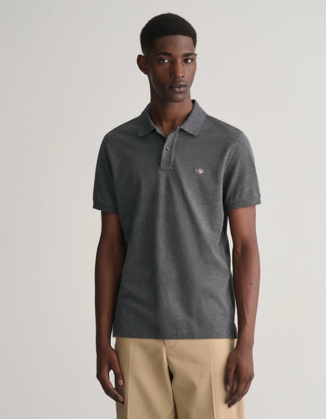 Mens Slim Fit Short Sleeve Shield Logo Pique Polo, 5 of 4
