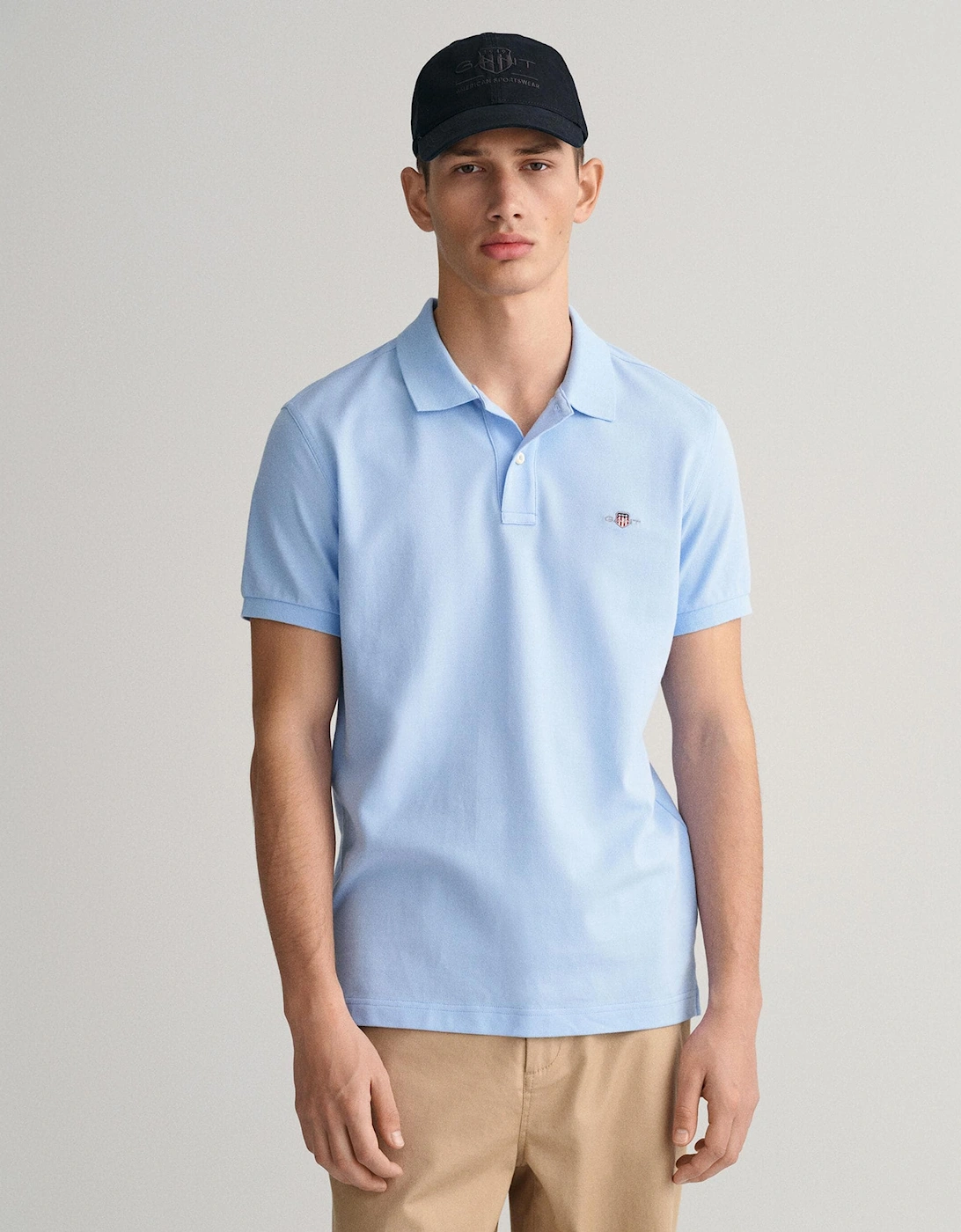 Mens Slim Fit Short Sleeve Shield Logo Pique Polo, 5 of 4