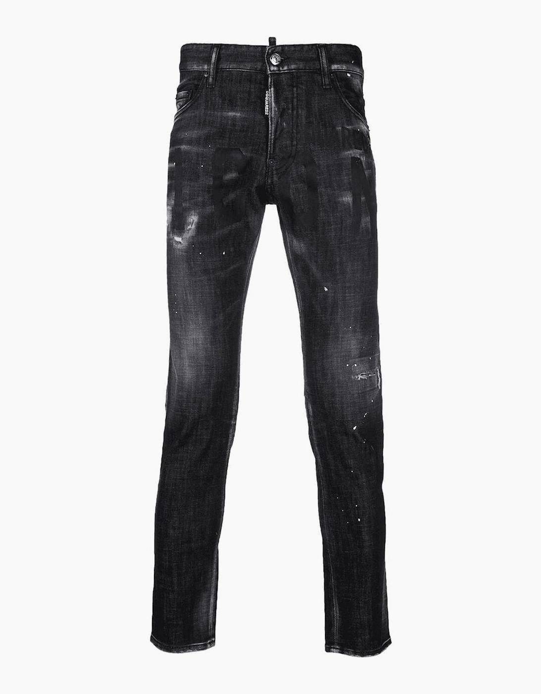 Dsquared2 Men's Black Icon Printed Cool Guy Jeans In  38/32 Size 38