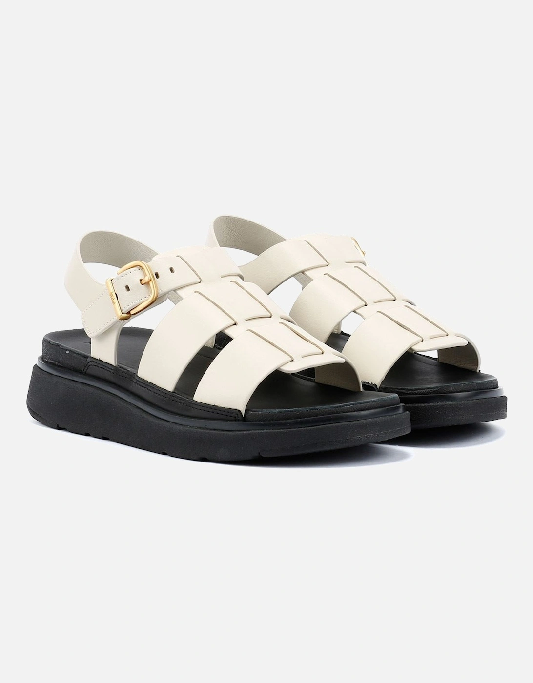 Women's FitFlop GEN-FF Fisherman Leather Women's Paris Beige Sandals - Cream - Size: 6.5