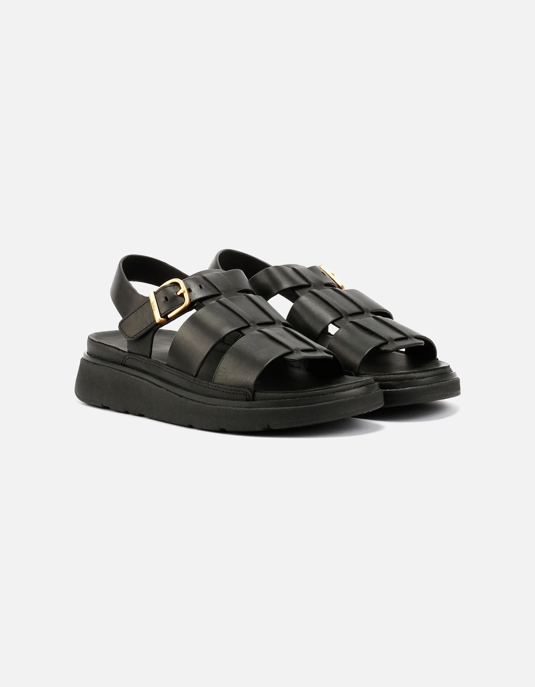 Fitflop Women's Black Gen-Ff Fisherman Leather Sandals  6 Size 6